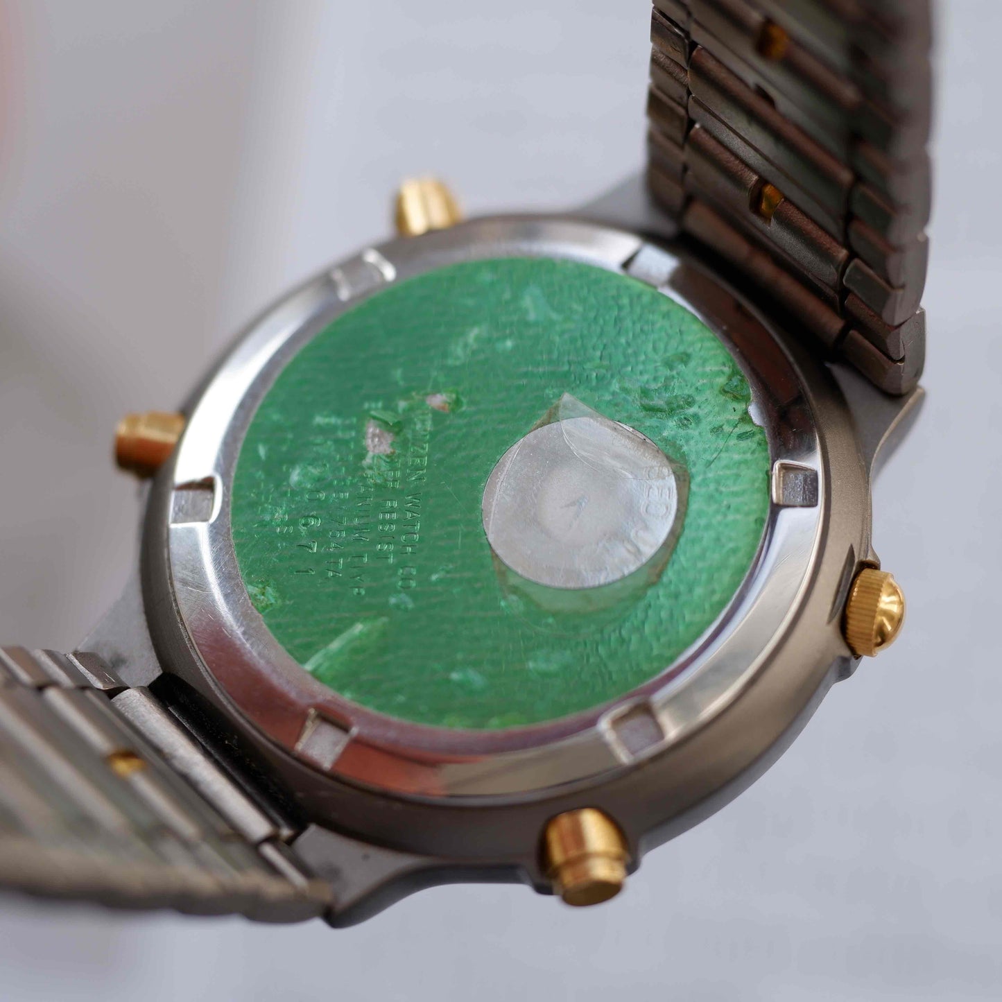 Vintage Citizen Moon Phase Chronograph Titan Watch 90s Gold Quartz MINT