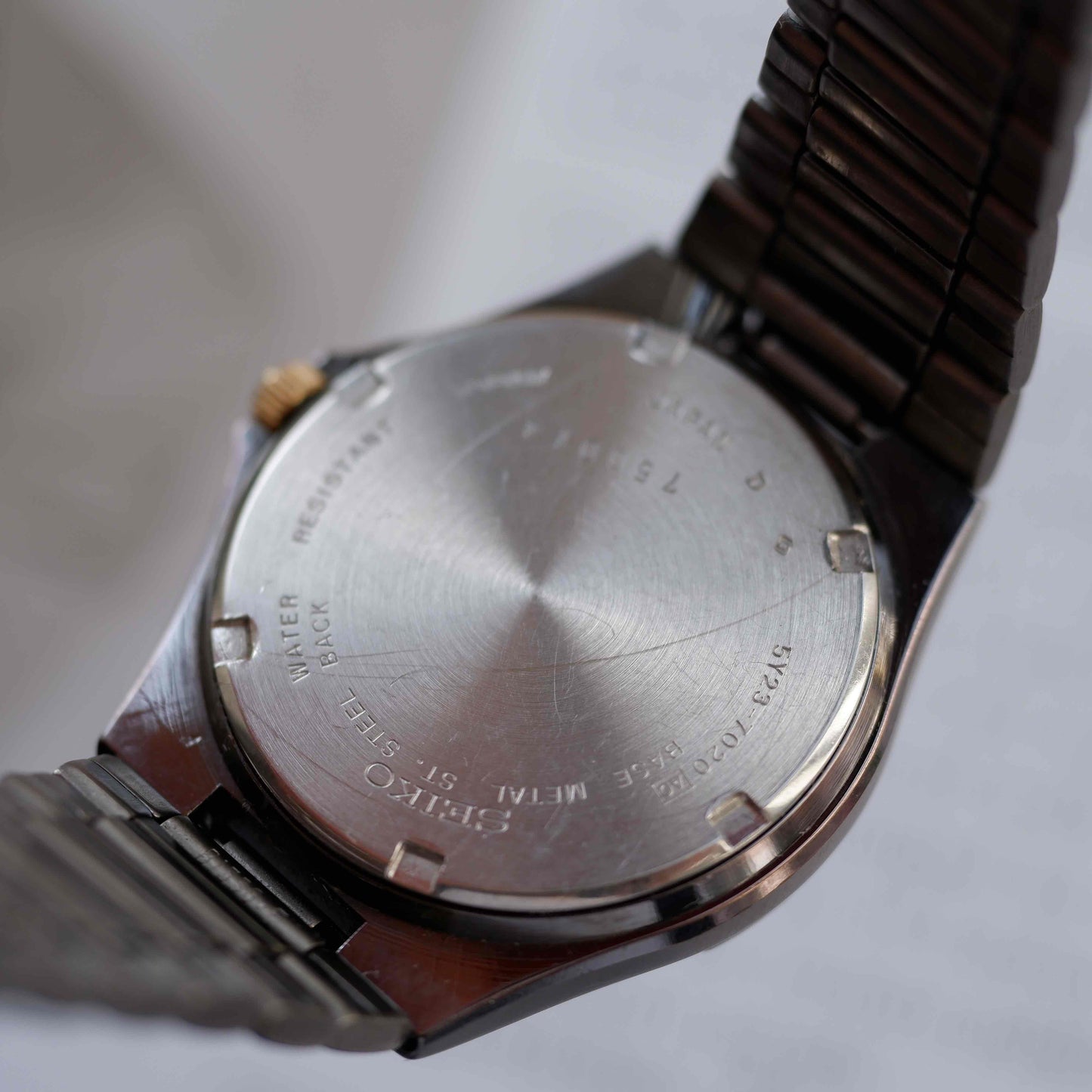 Vintage Seiko SQ100 Day-Date Black and Gold Frosted Dial 80s