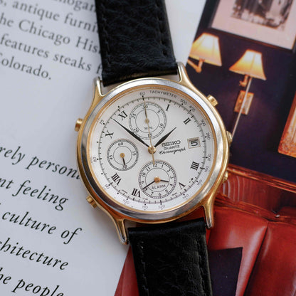 Vintage Seiko Chronograph Ref. 7T32.6A50 Alarm Quartz from the 80s