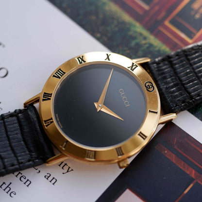 Vintage Gucci 3000.2.M Dress Watch 90s Gold Plated with Box