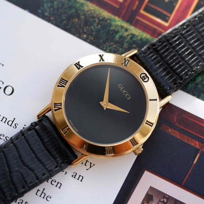 Vintage Gucci 3000.2.M Dress Watch 90s Gold Plated with Box