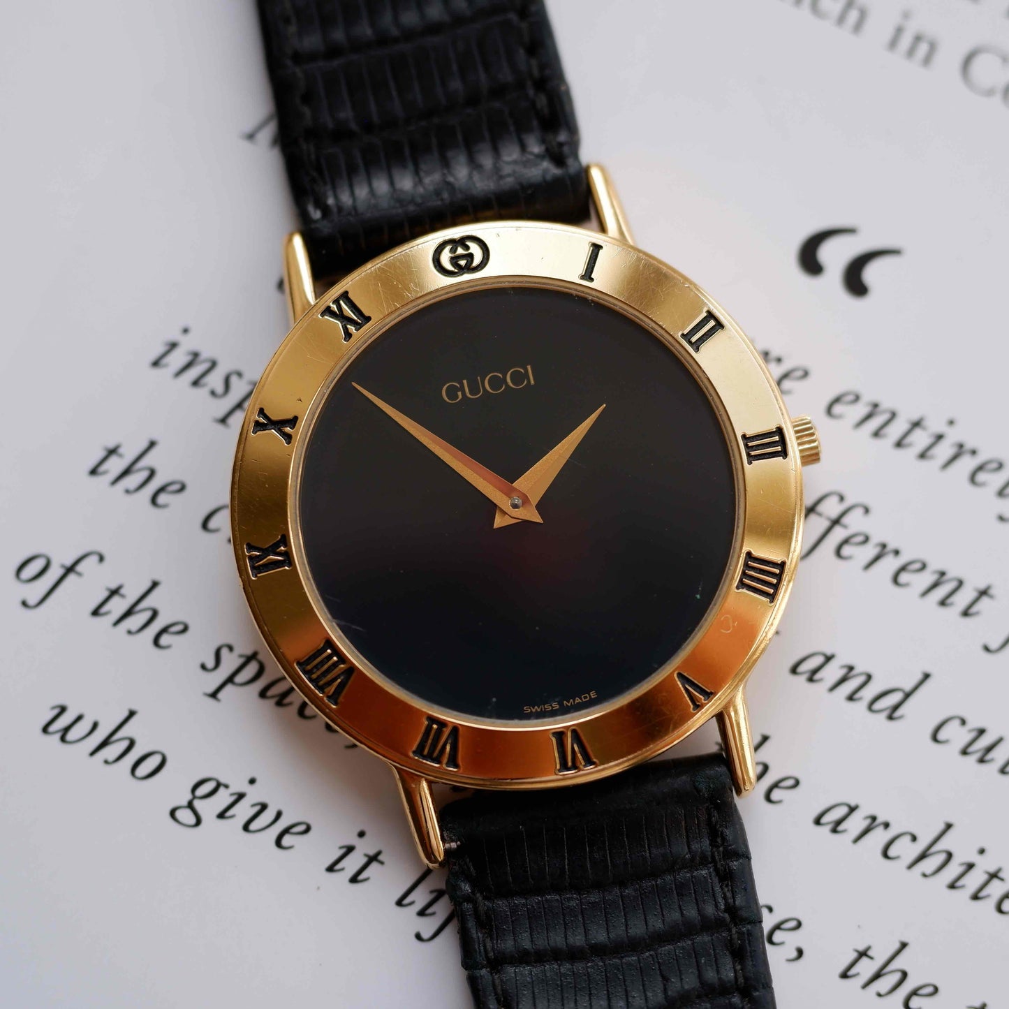Vintage Gucci 3000.2.M Dress Watch 90s Gold Plated with Box