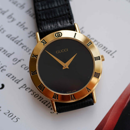 Vintage Gucci 3000.2.M Dress Watch 90s Gold Plated with Box