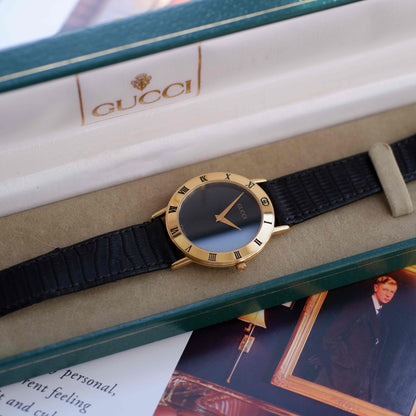 Vintage Gucci 3000.2.M Dress Watch 90s Gold Plated with Box
