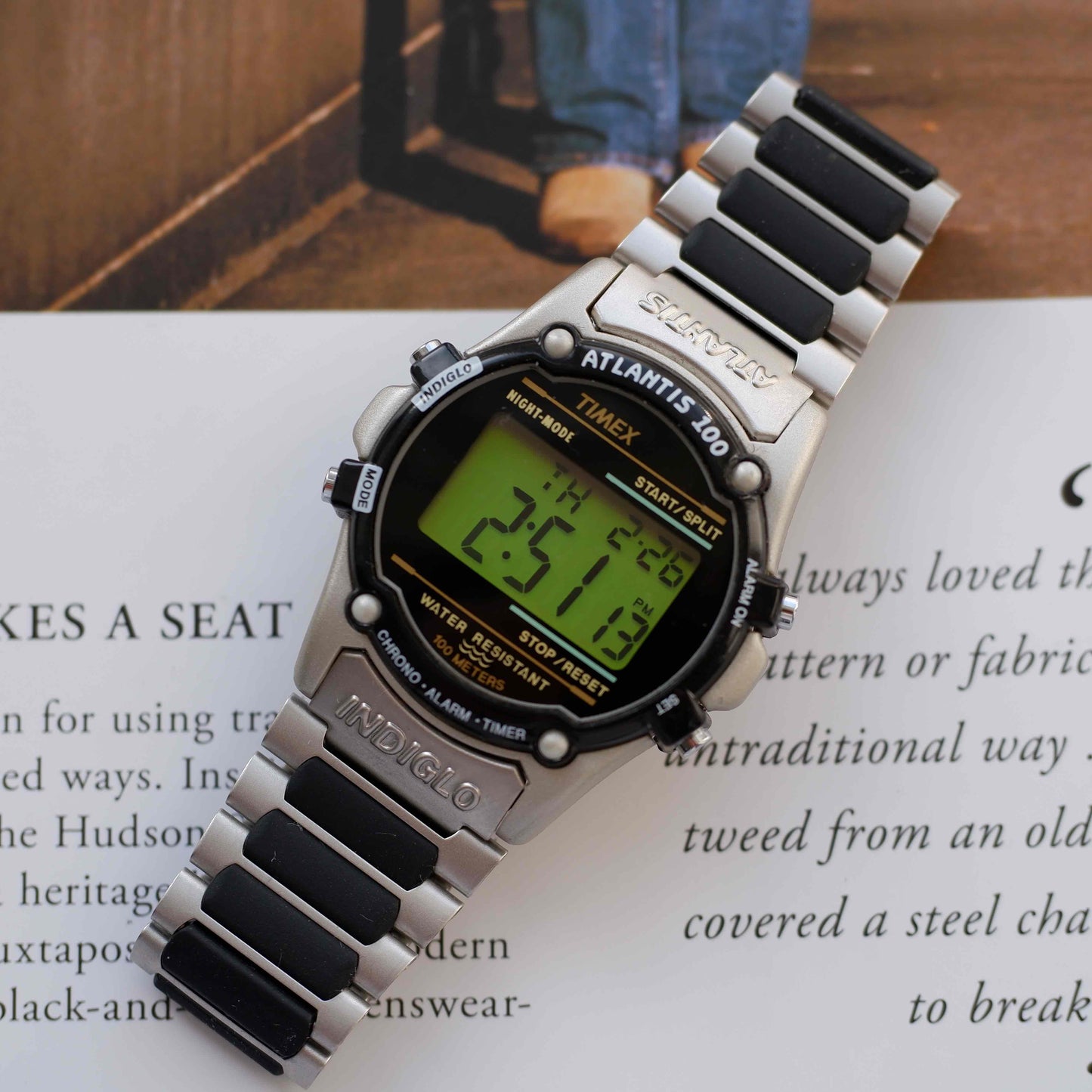 Vintage Timex Atlantis Indiglo 90s Digital Watch NOS