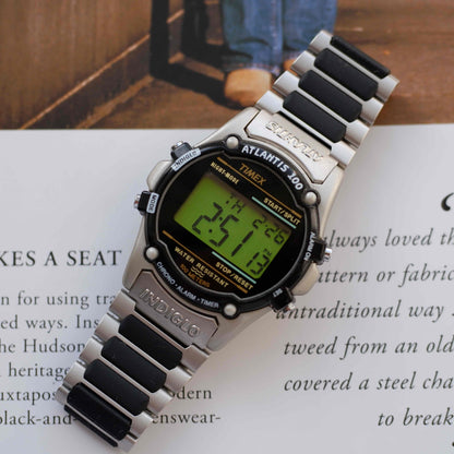Vintage Timex Atlantis Indiglo 90s Digital Watch NOS