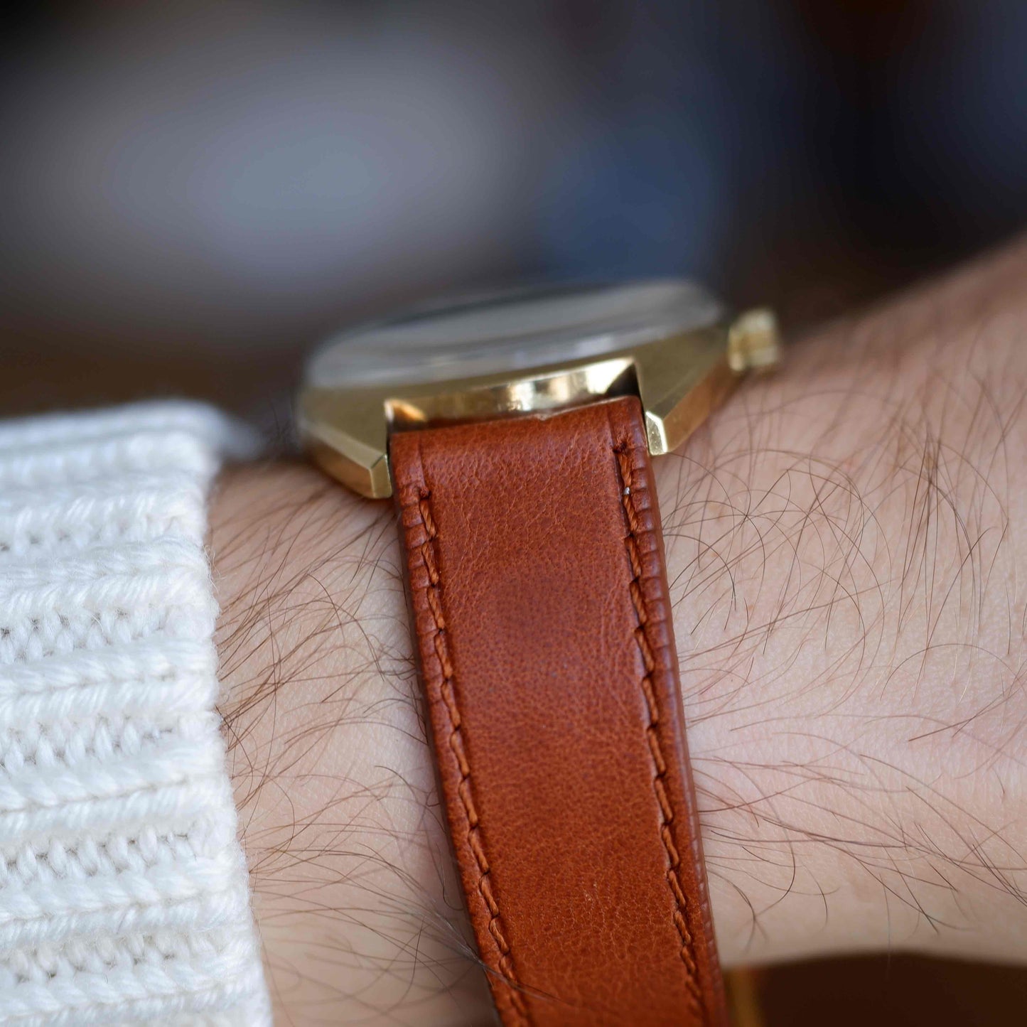 Vintage Longines Gold Tone Date Watch Champagne Dial 70s