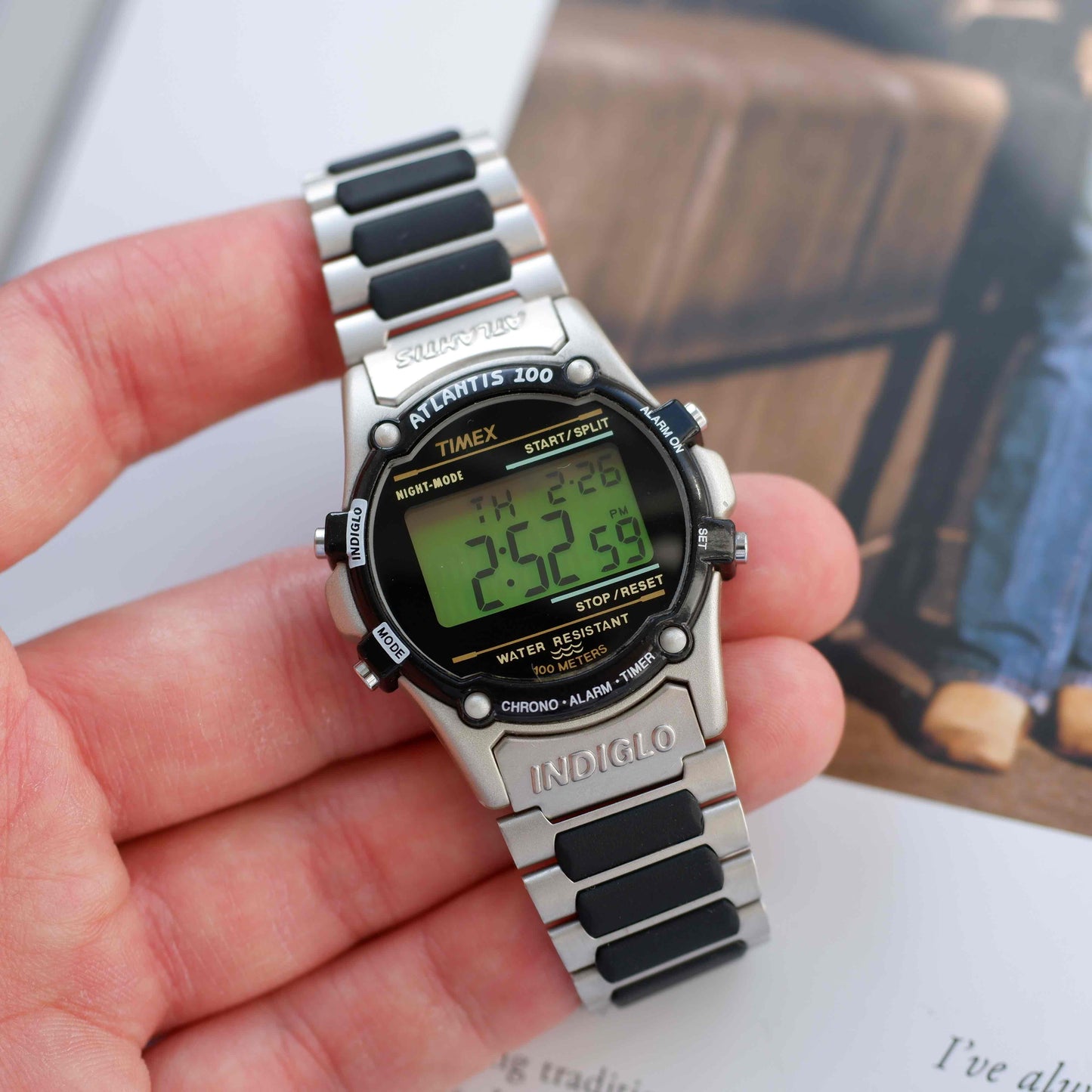 Vintage Timex Atlantis Indiglo 90s Digital Watch NOS