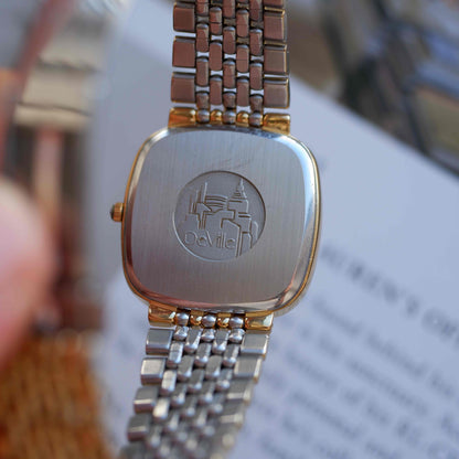 Vintage Omega Gold Plated TV Case Structured Dial Quartz Watch 1980s