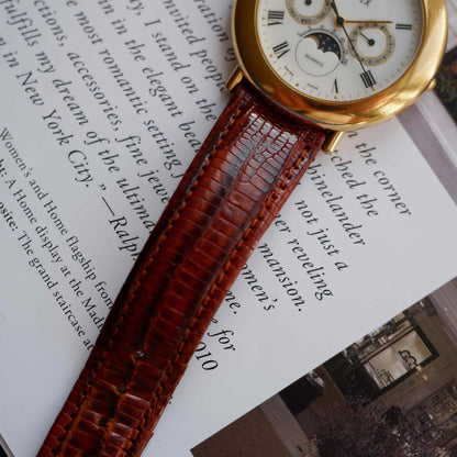Vintage Alfex Moon Phase Day-Date Dress Watch 90s Gold Quartz