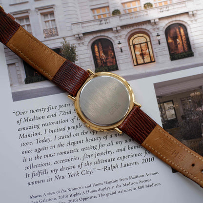 Vintage Alfex Moon Phase Day-Date Dress Watch 90s Gold Quartz