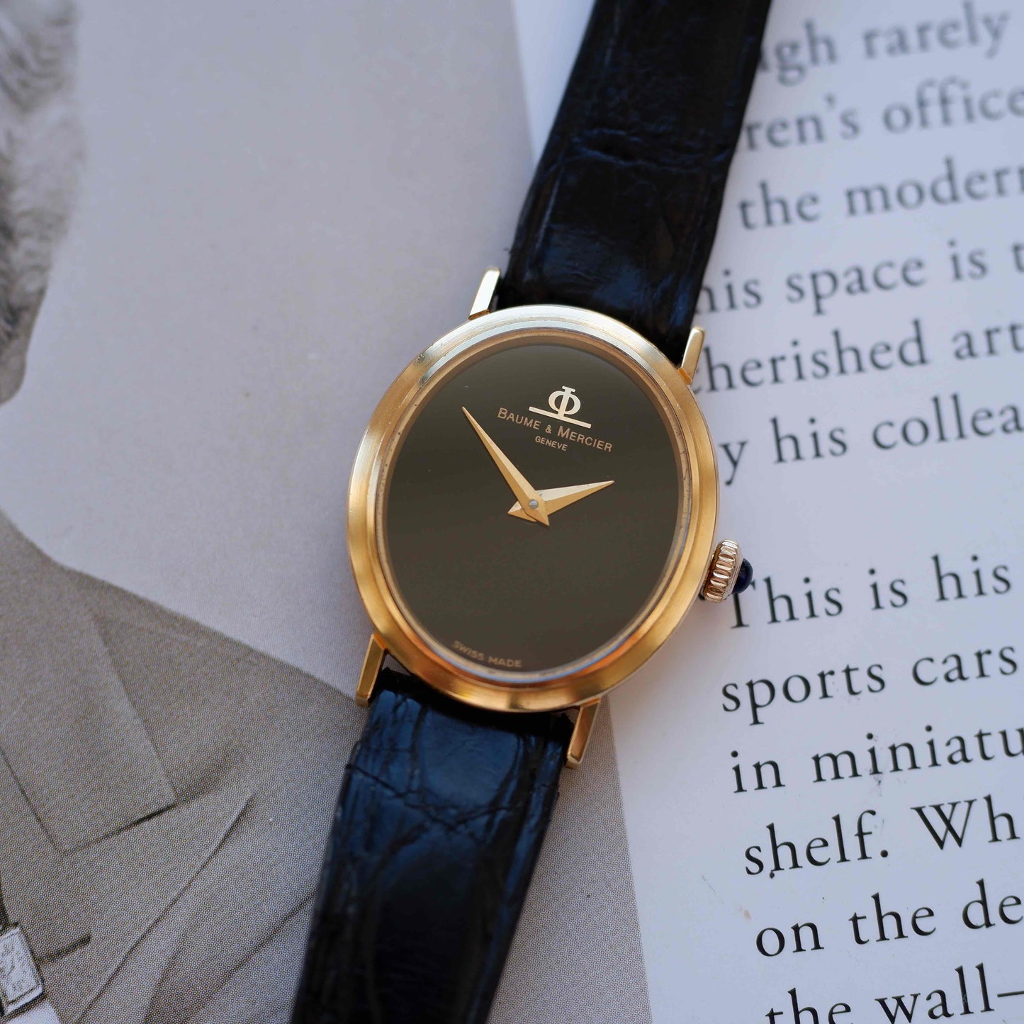 Vintage Baume & Mercier Ellipse Cal. BM777 Black Onyx Dial 70s Near NOS