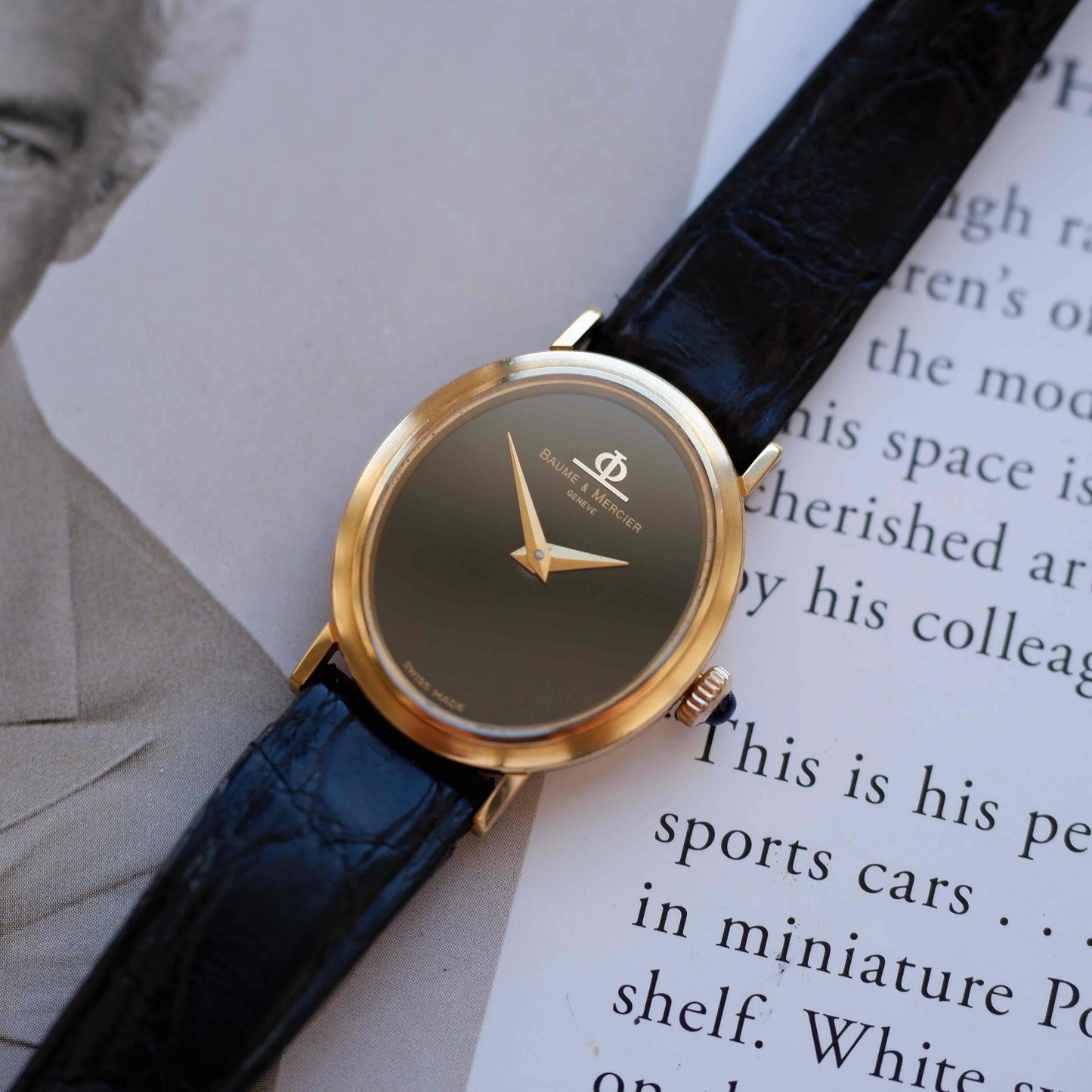 Vintage Baume & Mercier Ellipse Cal. BM777 Black Onyx Dial 70s Near NOS