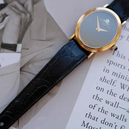 Vintage Baume & Mercier Ellipse Cal. BM777 Black Onyx Dial 70s Near NOS