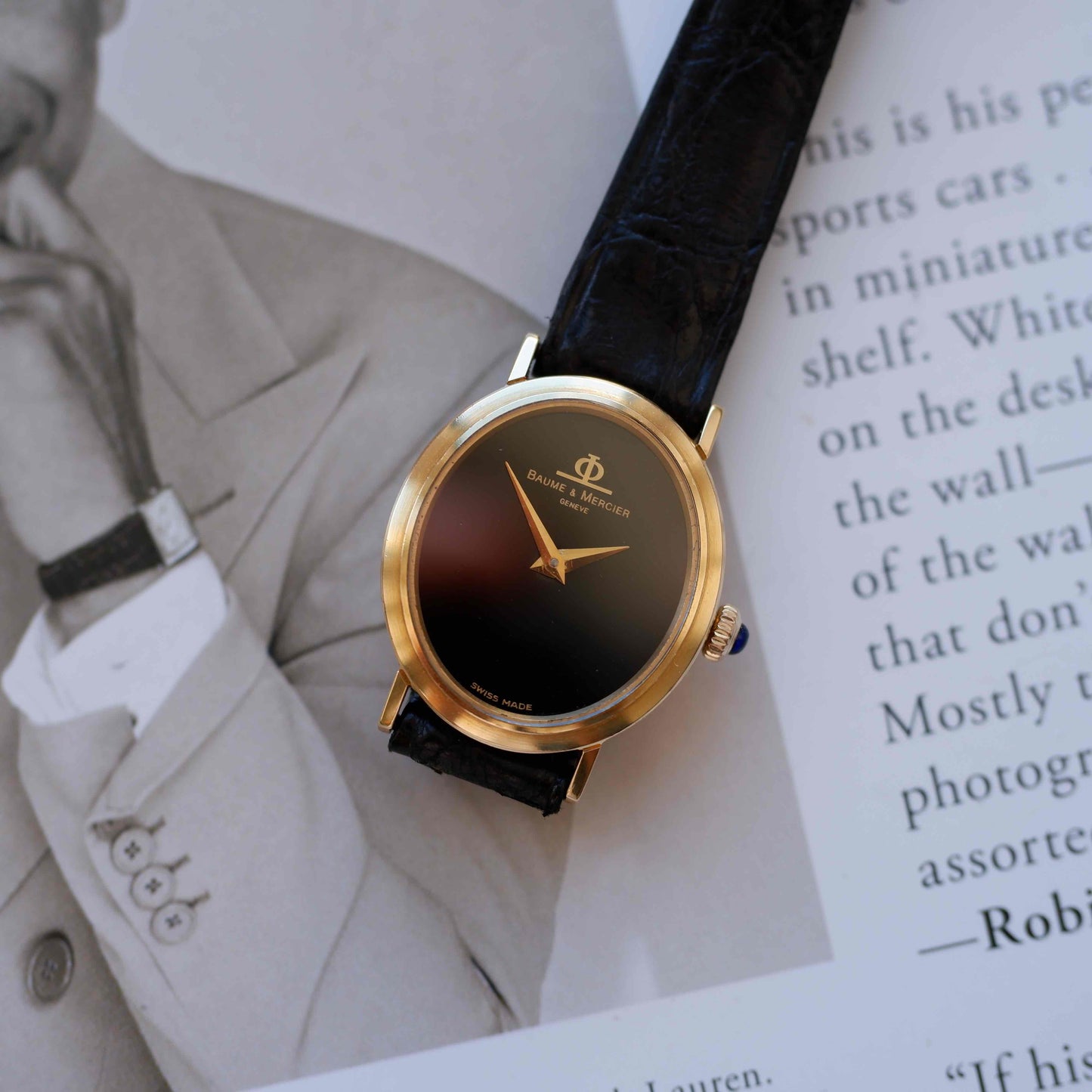 Vintage Baume & Mercier Ellipse Cal. BM777 Black Onyx Dial 70s Near NOS