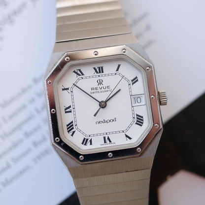 Vintage Revue Newport Date Quartz Black and from the 80s NOS