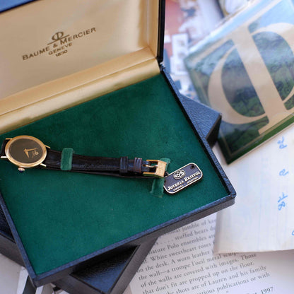Vintage Baume & Mercier Ellipse Cal. BM777 Black Onyx Dial 70s Near NOS