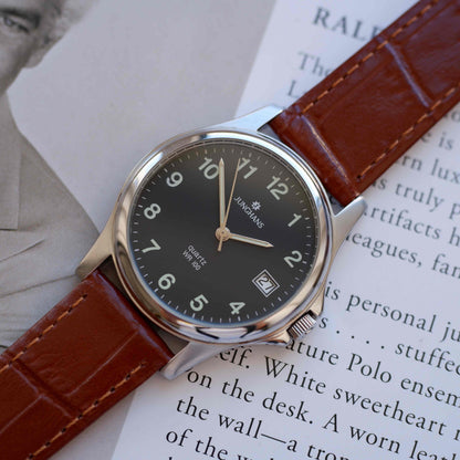 Vintage Junghans Dress Watch 90s Classic Black Dial with Date MINT