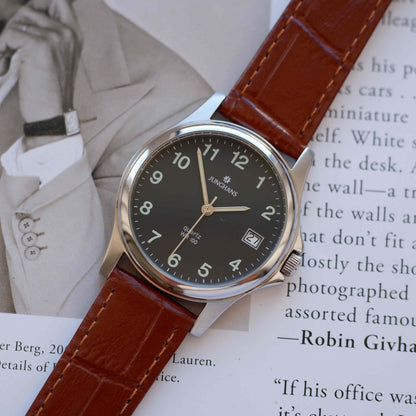 Vintage Junghans Dress Watch 90s Classic Black Dial with Date MINT
