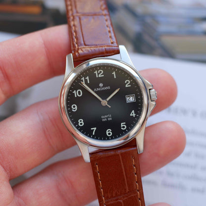 Vintage Junghans Dress Watch 90s Classic Black Dial with Date MINT