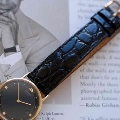 Vintage Seiko Crest 90s Gold Black Dial Quartz with Date