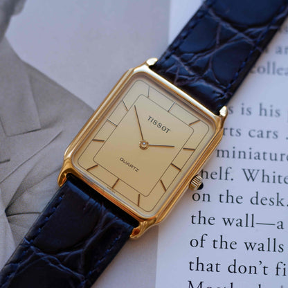 Vintage Tissot Tank 80s Gold Champagne Dial Swiss Quartz - Mint