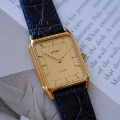 Vintage Tissot Tank 80s Gold Champagne Dial Swiss Quartz - Mint