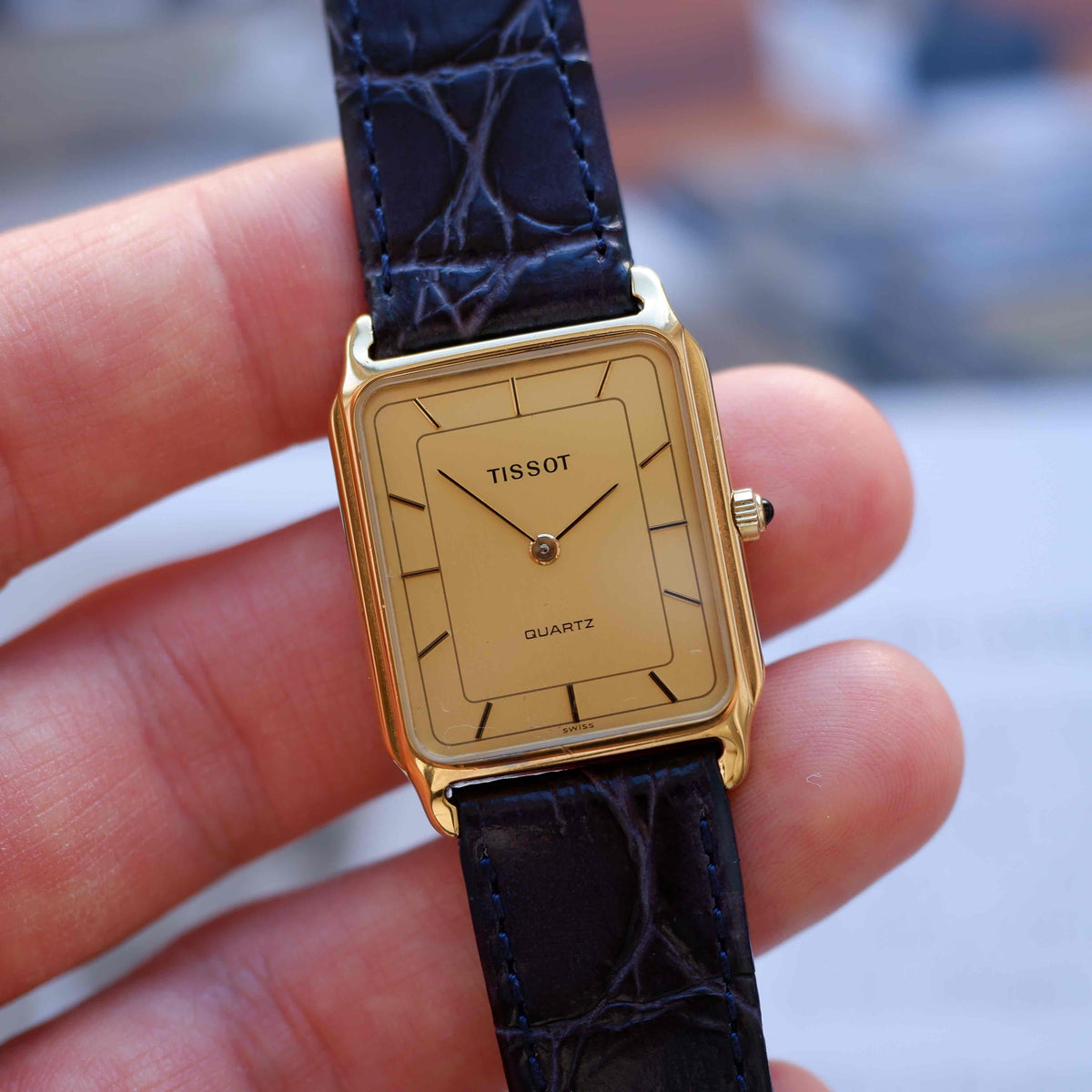 Vintage Tissot Tank 80s Gold Champagne Dial Swiss Quartz - Mint