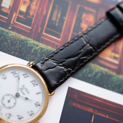 Vintage Alfex Dress Watch 90s Gold White Dial and Small Second