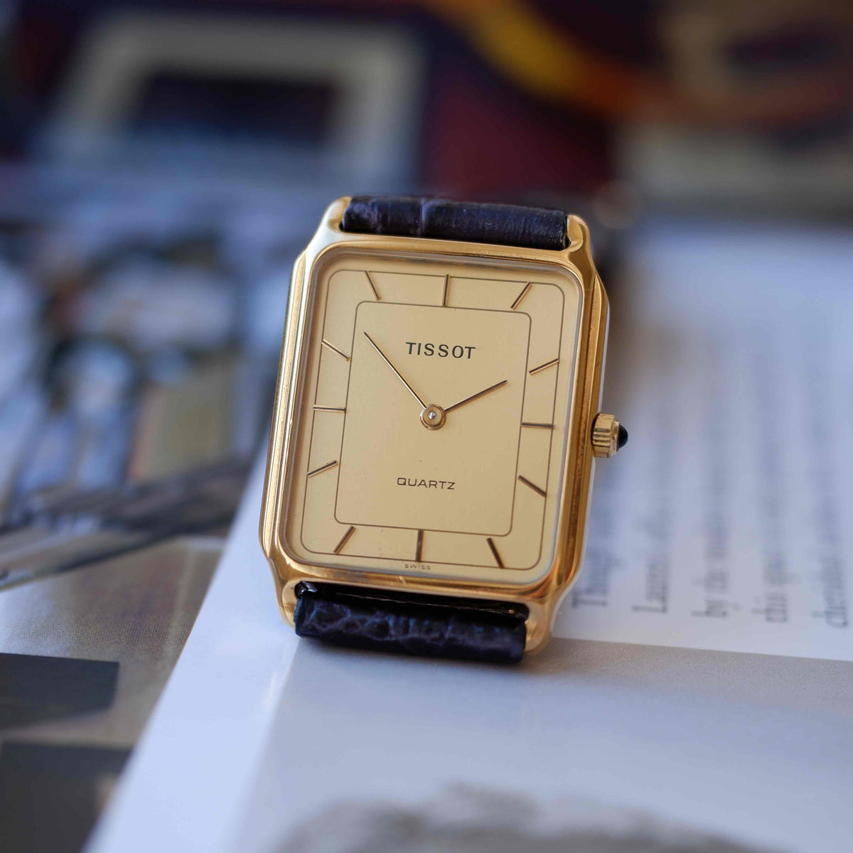 Vintage Tissot Tank 80s Gold Champagne Dial Swiss Quartz - Mint