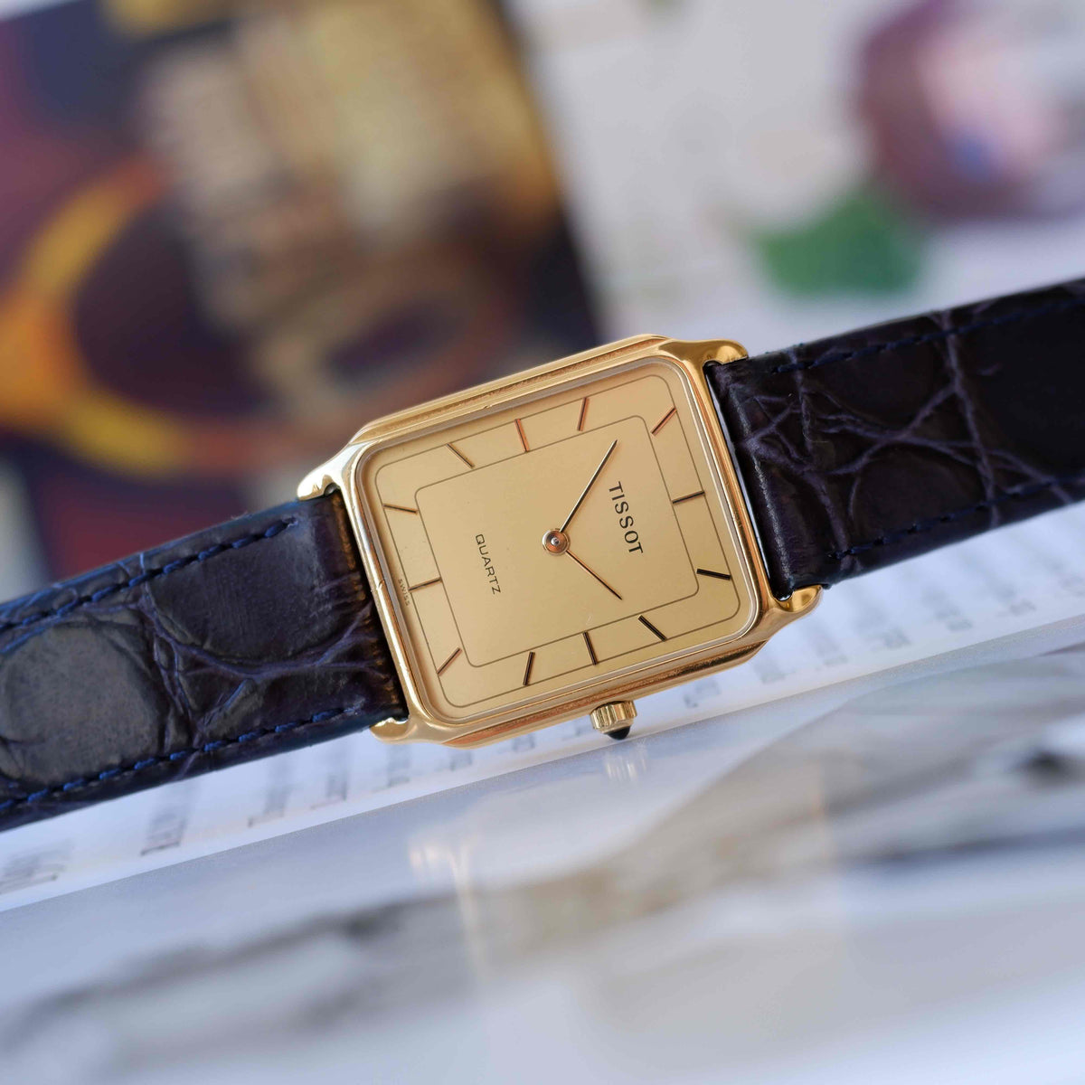 Vintage Tissot Tank 80s Gold Champagne Dial Swiss Quartz - Mint