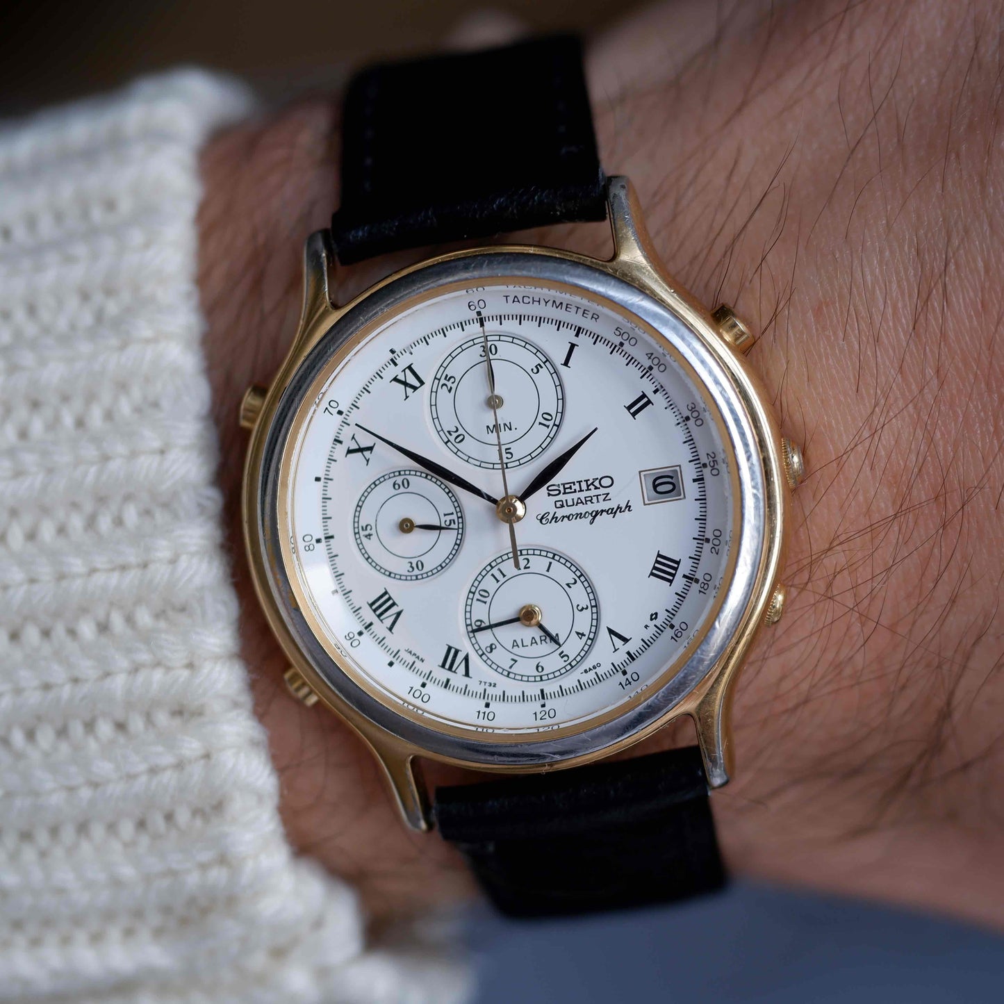 Vintage Seiko Chronograph Ref. 7T32.6A50 Alarm Quartz from the 80s
