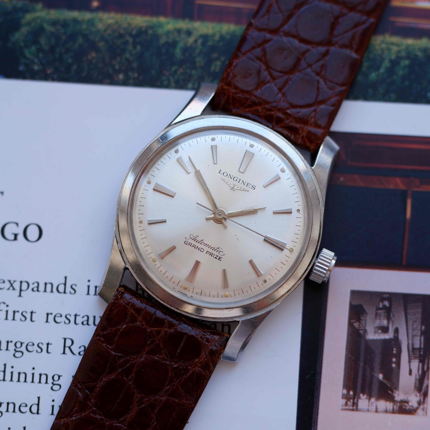 Vintage Longines Grand Prize Silver Sunburst Dial Automatic 60s