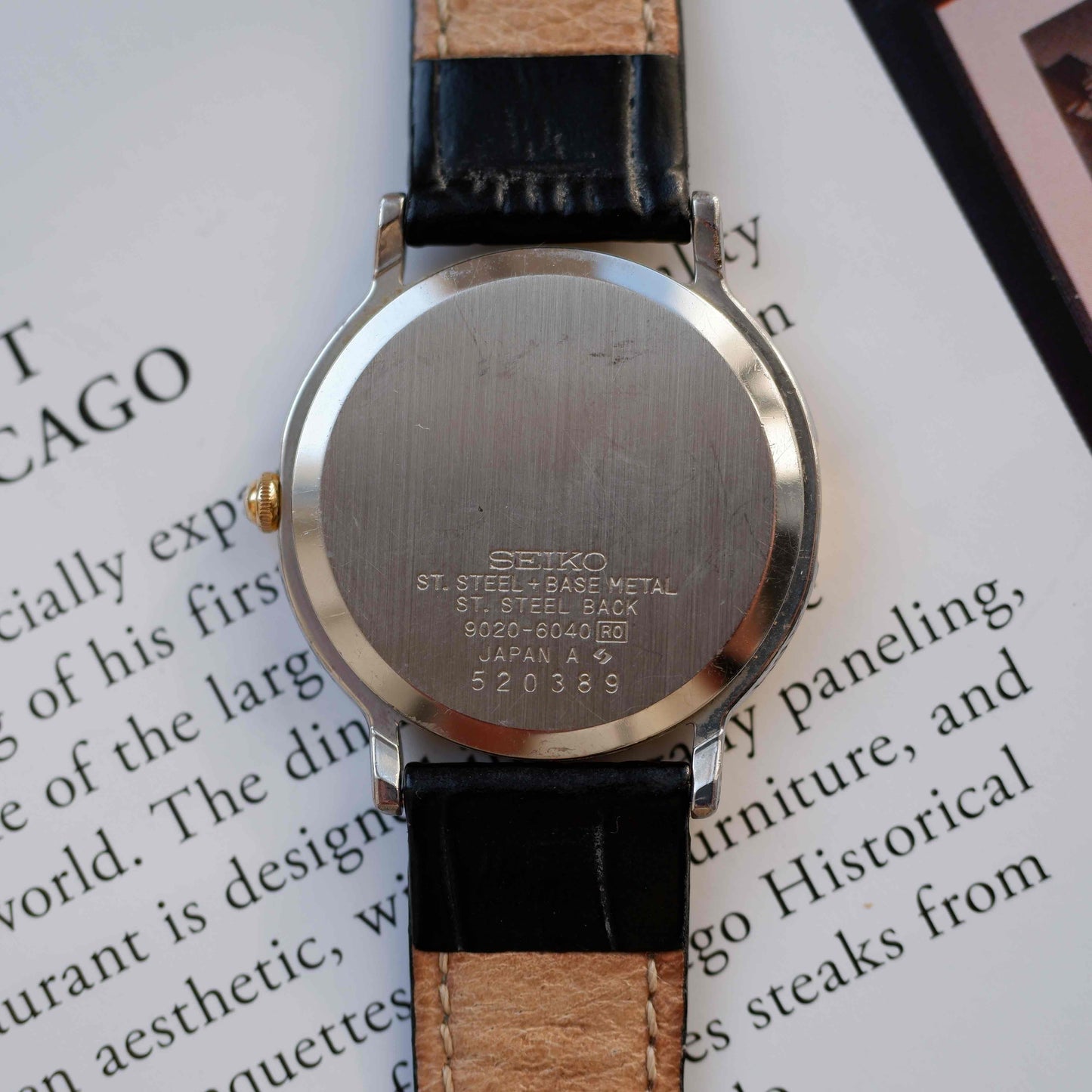 Vintage Seiko Dress Watch 90s Two Tone Ivory Dial Quartz