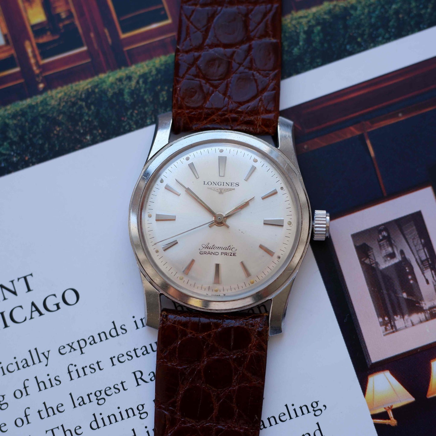 Vintage Longines Grand Prize Silver Sunburst Dial Automatic 60s