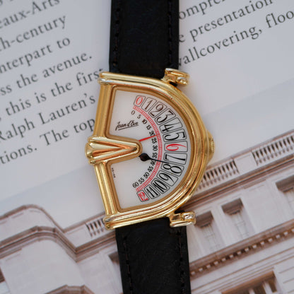 Vintage Jean D'Eve Sectora Watch 80s Gold White Dial
