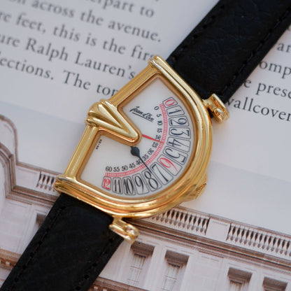 Vintage Jean D'Eve Sectora Watch 80s Gold White Dial