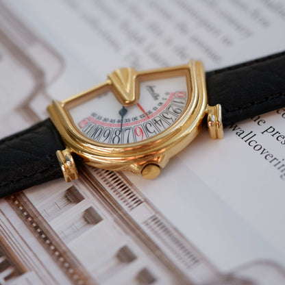Vintage Jean D'Eve Sectora Watch 80s Gold White Dial