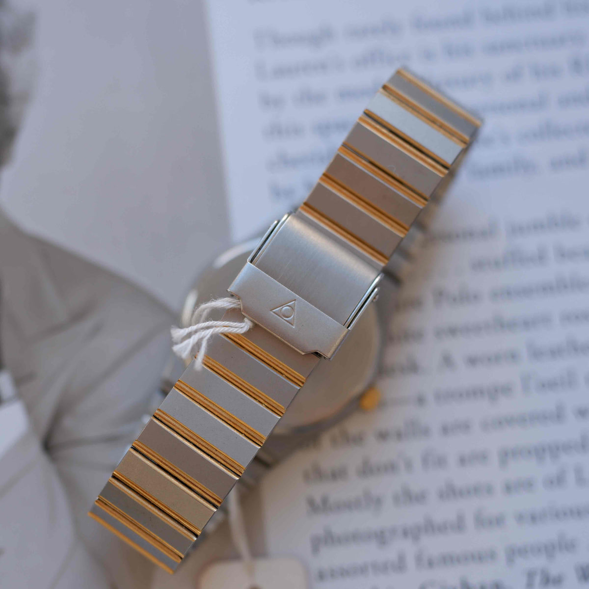 Vintage Dugena Two-Tone Watch 80s Silver Textured Dial Integrated Bracelet – NOS