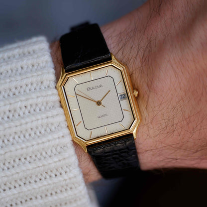 Vintage Bulova Tank Style Dress Watch 80s Golden Quartz Mint Phil & Phil's Vintage Bulova Tank Style Dress Watch 80s Golden Quartz Mint Phil & Phil's