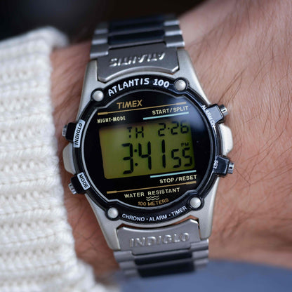 Vintage Timex Atlantis Indiglo 90s Digital Watch NOS