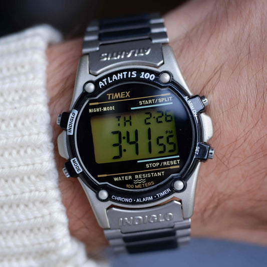 Vintage Timex Atlantis Indiglo 90s Digital Watch NOS