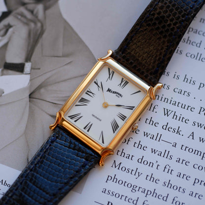 Vintage Missouri 1839 Tank Watch 90s Gold Art Deco Roman Dial - NOS