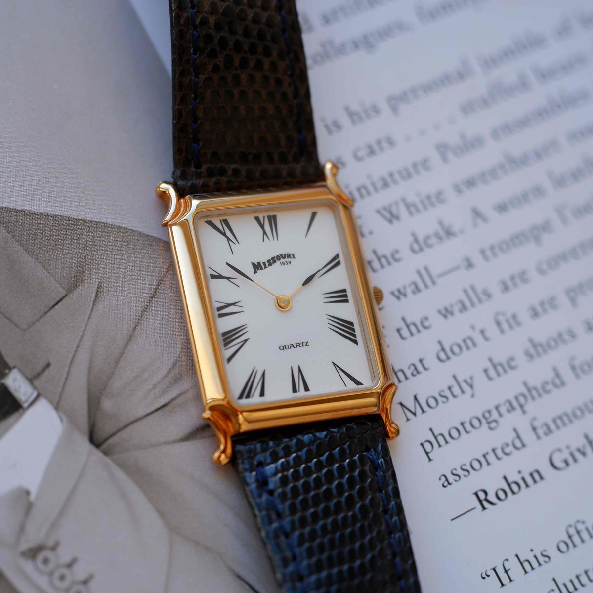 Vintage Missouri 1839 Tank Watch 90s Gold Art Deco Roman Dial - NOS