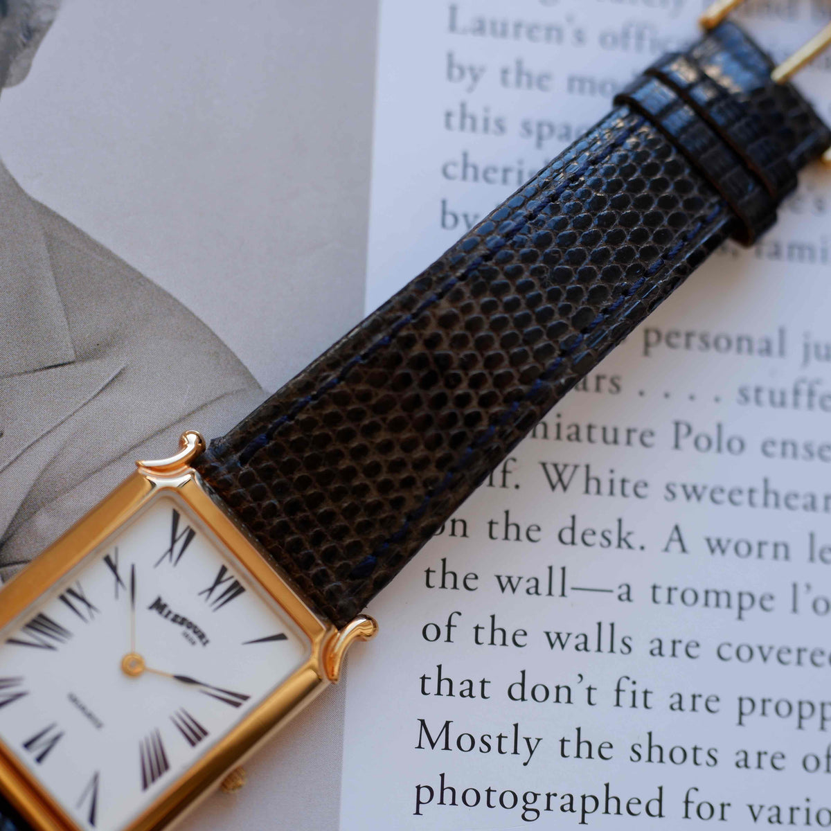 Vintage Missouri 1839 Tank Watch 90s Gold Art Deco Roman Dial - NOS