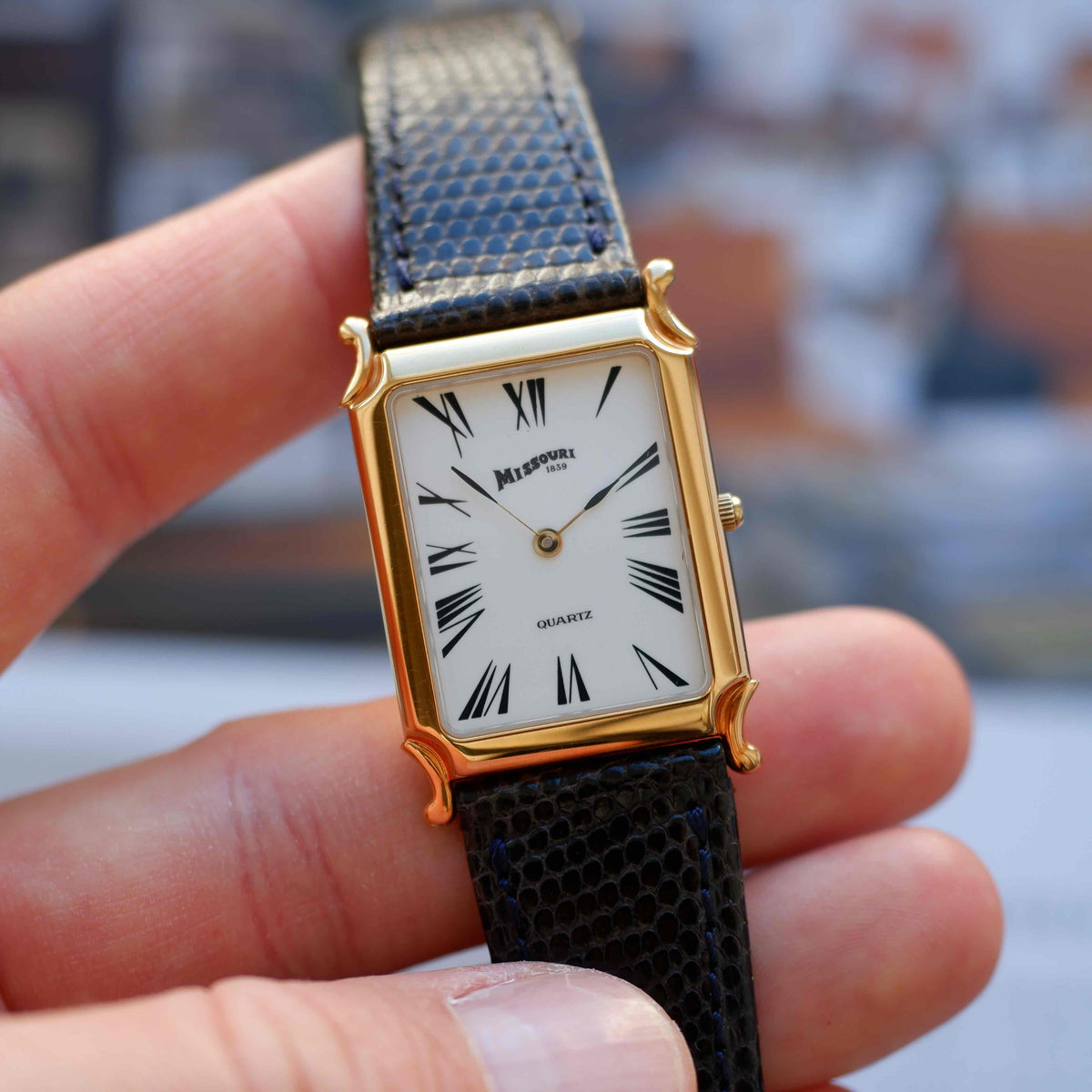 Vintage Missouri 1839 Tank Watch 90s Gold Art Deco Roman Dial - NOS