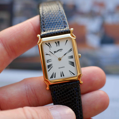 Vintage Missouri 1839 Tank Watch 90s Gold Art Deco Roman Dial - NOS