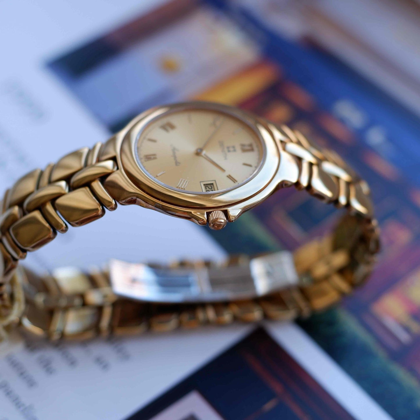 Vintage Zenith Acropolis 90s Golden Roman Guilloche Dial - NOS