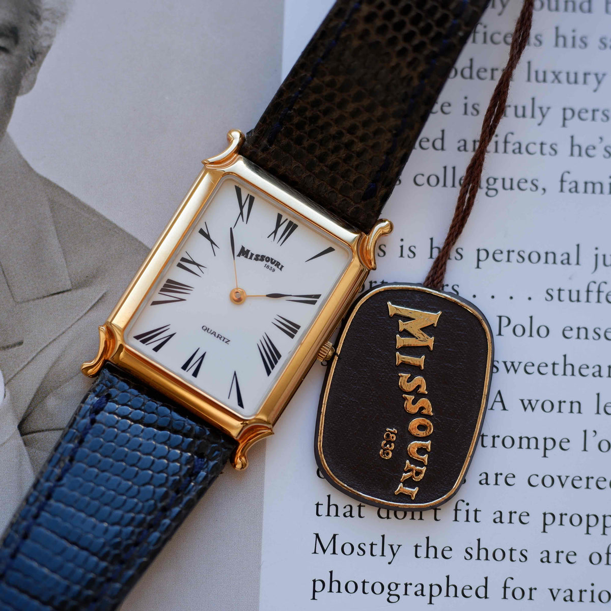 Vintage Missouri 1839 Tank Watch 90s Gold Art Deco Roman Dial - NOS