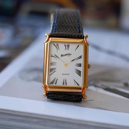 Vintage Missouri 1839 Tank Watch 90s Gold Art Deco Roman Dial - NOS